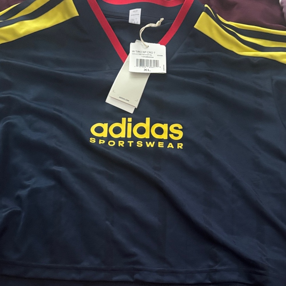 Adidas Navy Top with Yellow and Red Details